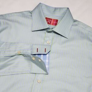 Rufus Mint Green Striped Long Sleeve Button Down Shirt Large